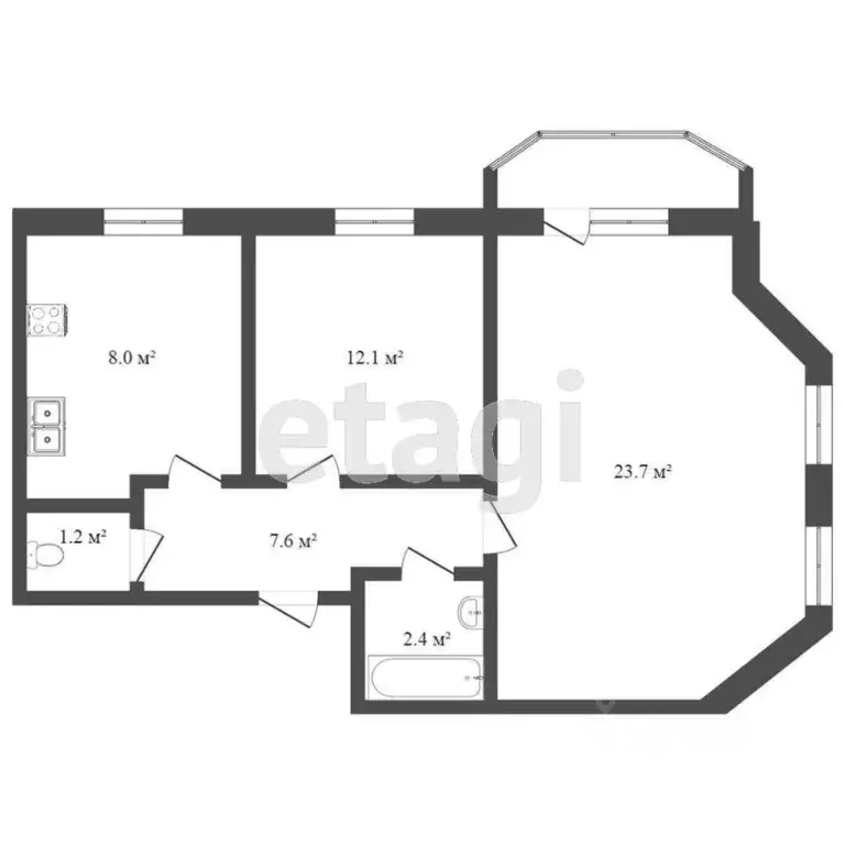 2-к кв. Ямало-Ненецкий АО, Новый Уренгой Сибирская ул., 81 (55.1 м) - Фото 1