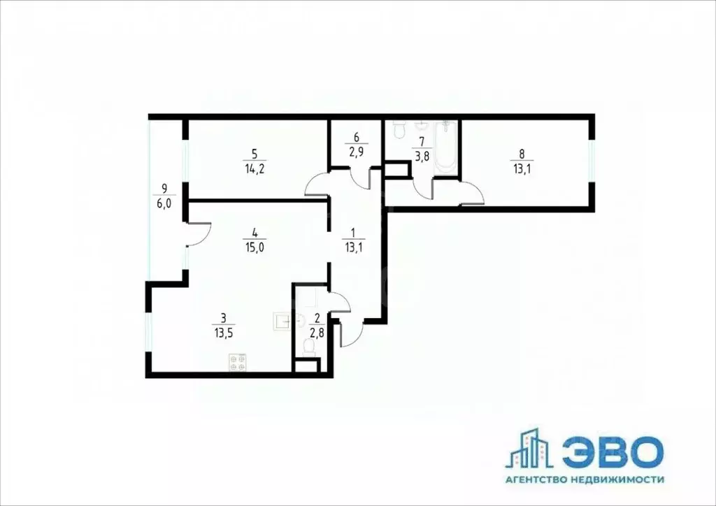3-к кв. Санкт-Петербург Богатырский просп., 2А (78.4 м) - Фото 1