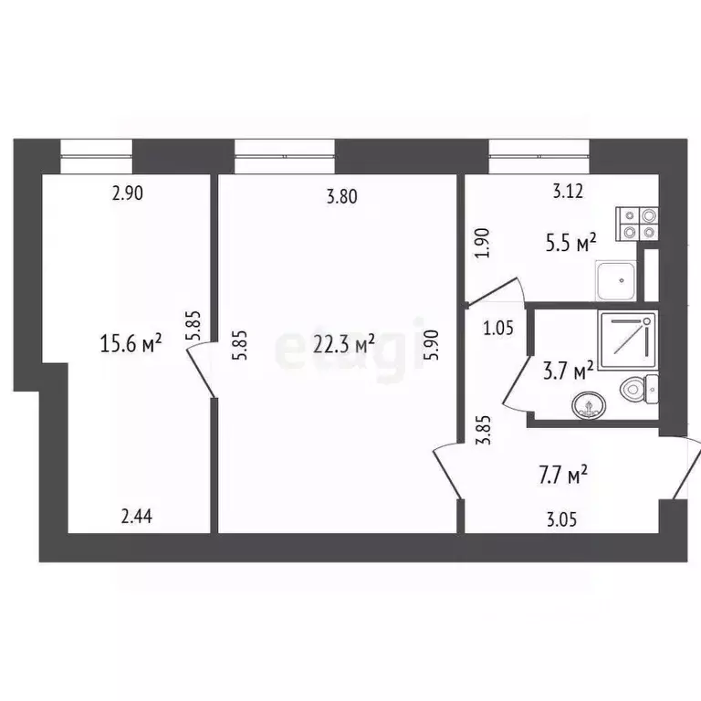 2-к кв. Крым, Феодосия бул. Адмиральский, 22 (54.8 м) - Фото 1