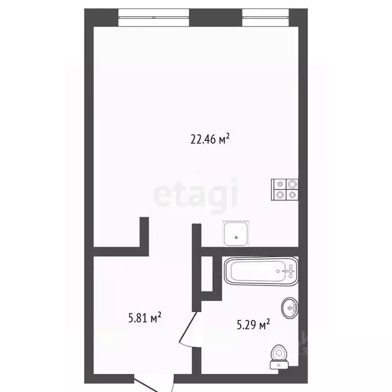 Студия Тюменская область, Тюмень ул. Краснооктябрьская, 8 (33.1 м) - Фото 2