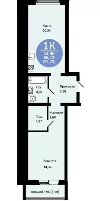 Продаётся 1-к квартира, 54.2 м - Фото 0