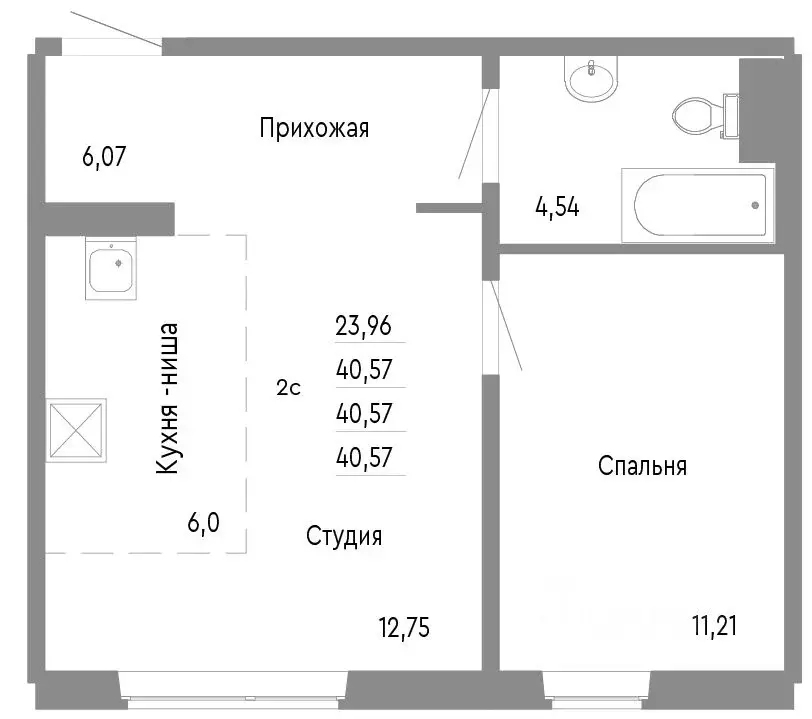 2-к кв. Челябинская область, Челябинск Нефтебазовая ул., 1к2 (40.57 м) - Фото 0