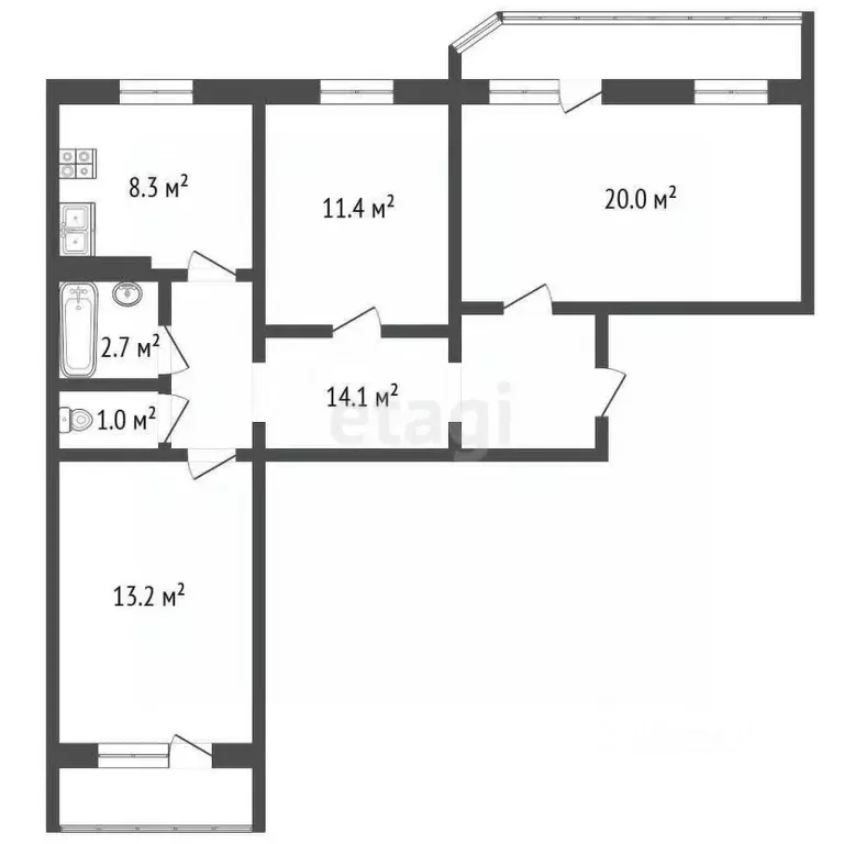 3-к кв. Санкт-Петербург Комендантский просп., 31К1 (72.0 м) - Фото 1