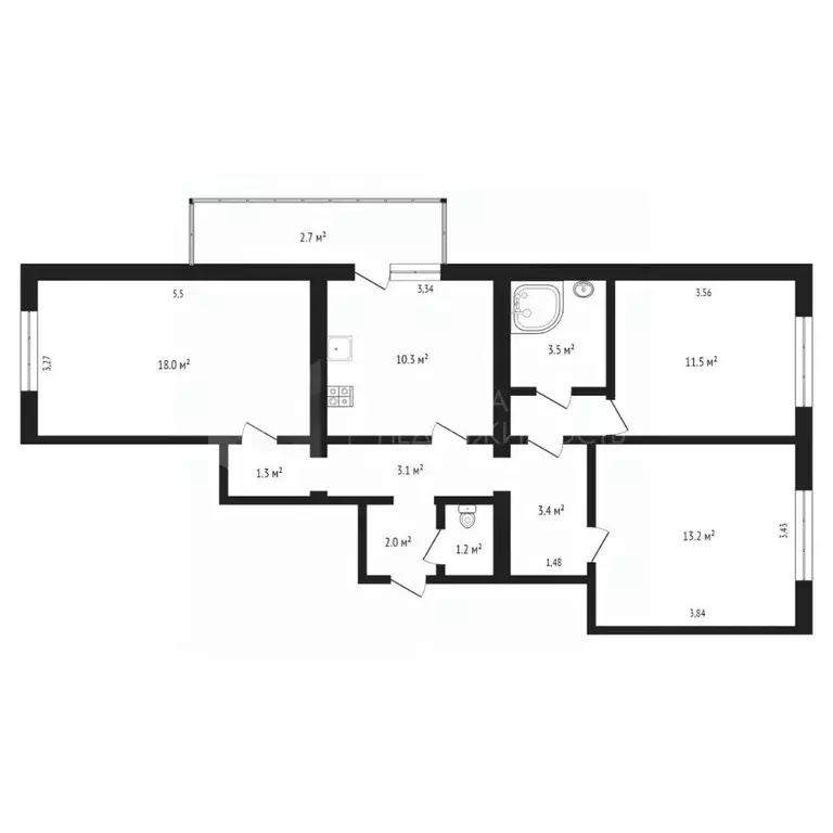3-к кв. Тюменская область, Тюмень Ткацкий проезд, 8 (70.0 м) - Фото 1