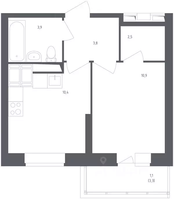 1-к кв. Московская область, Красногорск городской округ, Путилково пгт ... - Фото 2