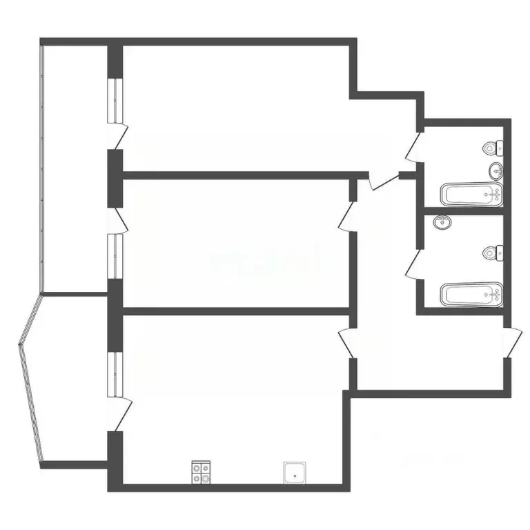 2-к кв. Тульская область, Тула Гоголевская ул., 57 (83.9 м) - Фото 2