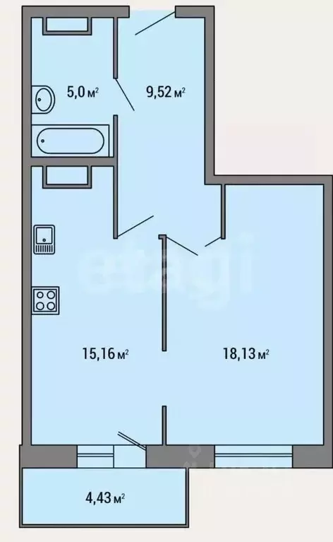 2-к кв. Татарстан, Казань ул. Анаса Тазетдинова, 7к3 (48.0 м) - Фото 2