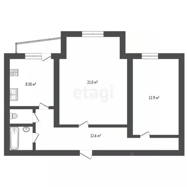 2-к кв. Ямало-Ненецкий АО, Новый Уренгой Юбилейный мкр, 1/5 (58.6 м) - Фото 2