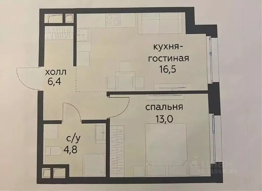 1-к кв. Москва ул. Нижние Мневники, 9 (41.0 м) - Фото 2
