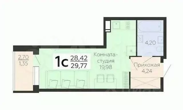 Студия Воронежская область, Воронеж ул. Независимости, 78к3 (30.0 м) - Фото 2