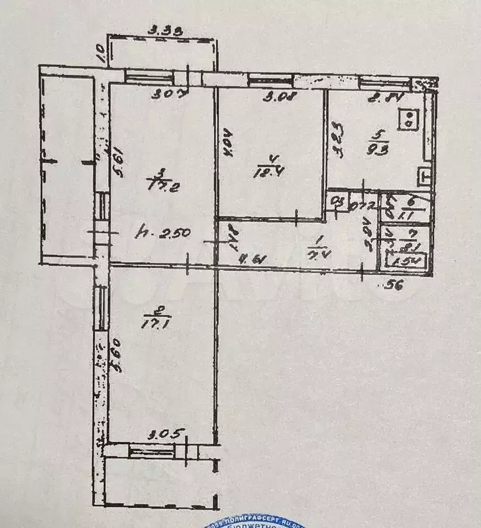 3-к. квартира, 66,9 м, 5/9 эт. - Фото 0