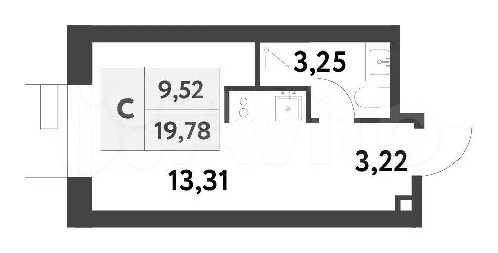 Квартира-студия, 19,8 м, 13/16 эт. - Фото 0