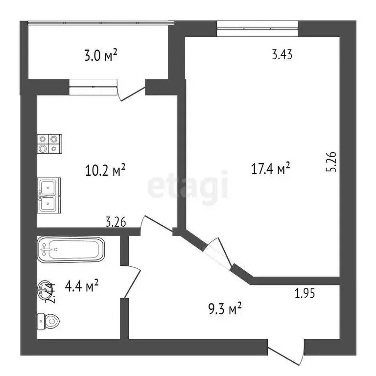 1-комнатная квартира: Малоярославец, Московская улица, 89к1 (45 м) - Фото 0