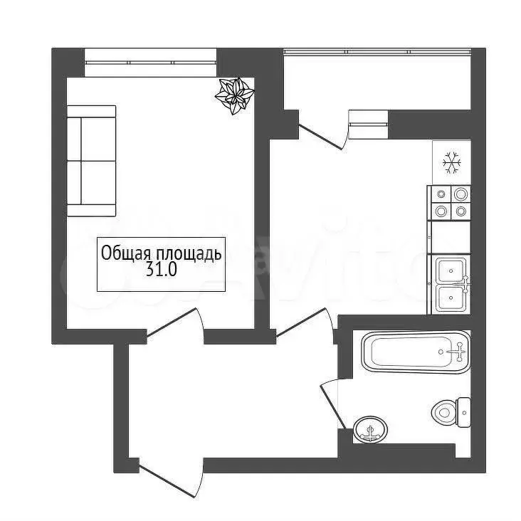 1-к. квартира, 31 м, 7/29 эт. - Фото 0