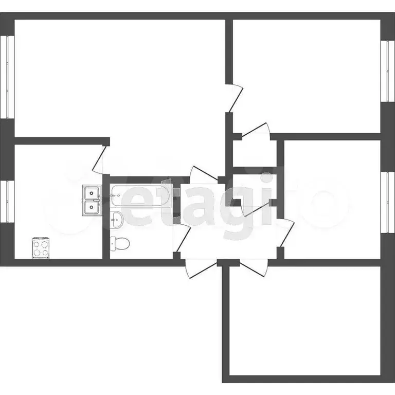 4-к. квартира, 48,8 м, 5/5 эт. - Фото 0