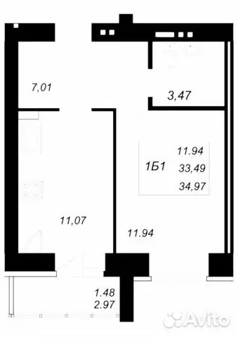 1-к. квартира, 35 м, 3/10 эт. - Фото 0