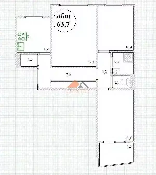 3-к кв. Новосибирская область, Новосибирск ул. Курчатова, 13 (63.7 м) - Фото 1