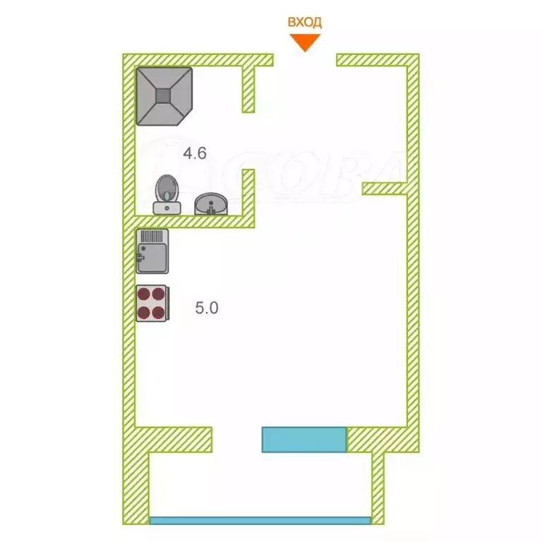 Квартира-студия: Тюмень, улица Новосёлов, 115 (15.9 м) - Фото 1