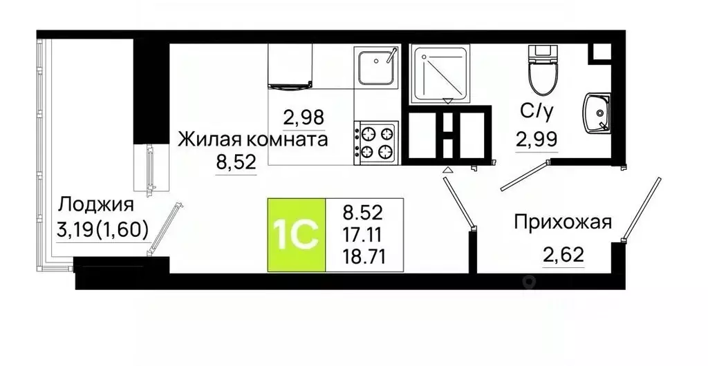 Студия Ростовская область, Ростов-на-Дону Нефтекачка кв-л, Октябрь ... - Фото 1