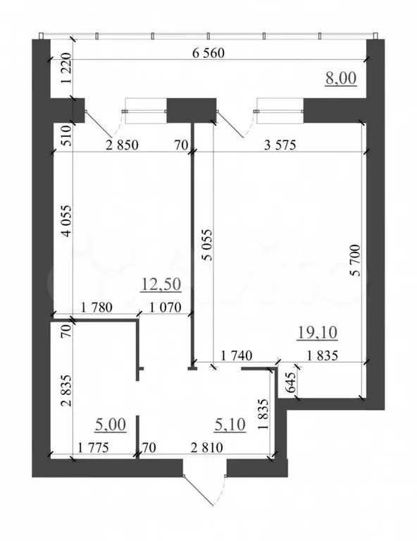 1-к. квартира, 49,7 м, 3/6 эт. - Фото 1