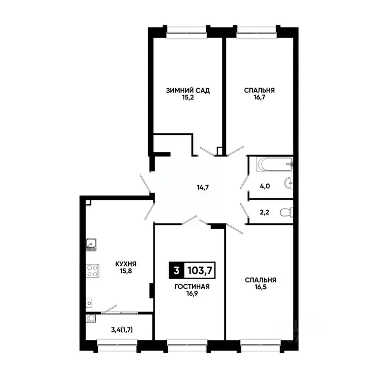 3-к кв. Ставропольский край, Кисловодск ул. Катыхина, 185с3 (103.7 м) - Фото 0