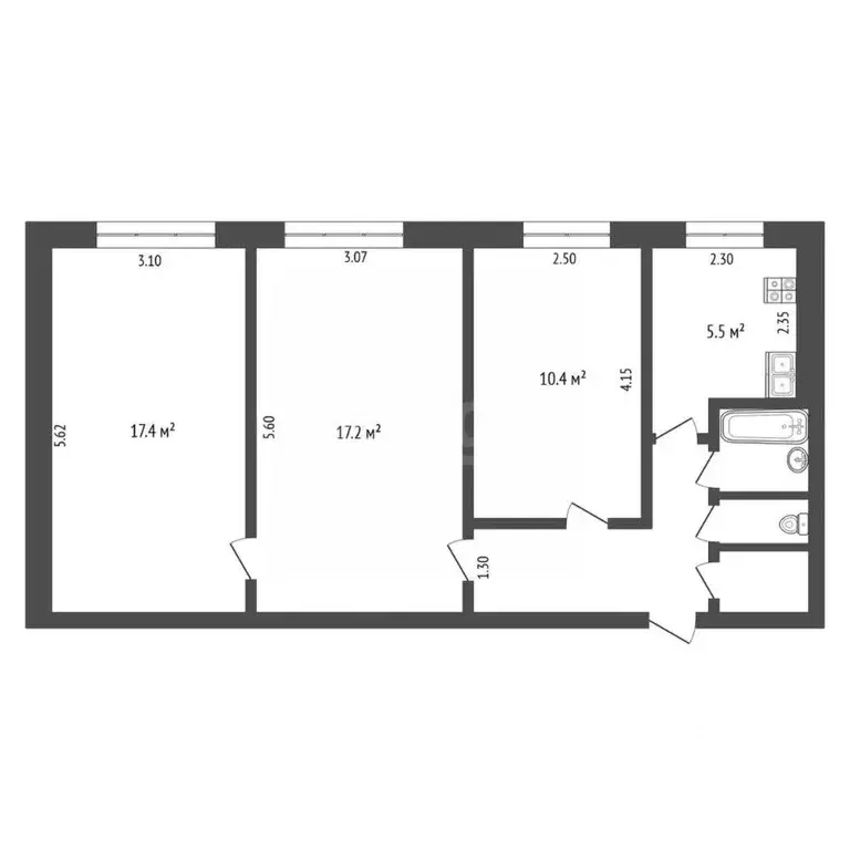 3-к кв. Коми, Сыктывкар Коммунистическая ул., 84 (61.0 м) - Фото 1