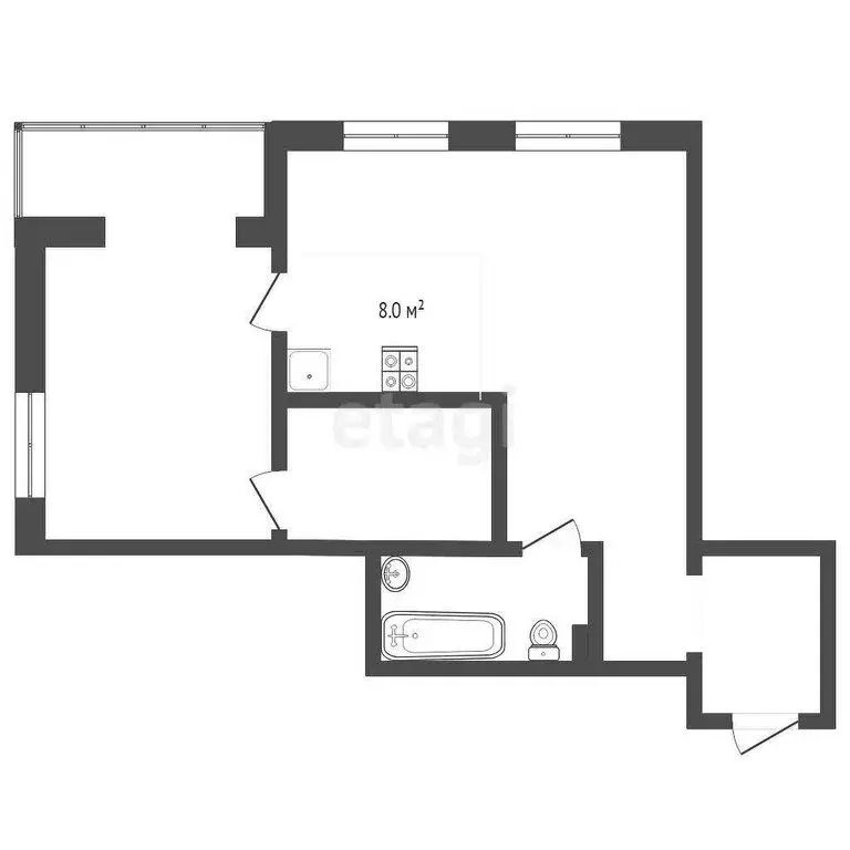 1-комнатная квартира: Тюмень, улица Мельникайте, 2к4 (48.9 м) - Фото 0