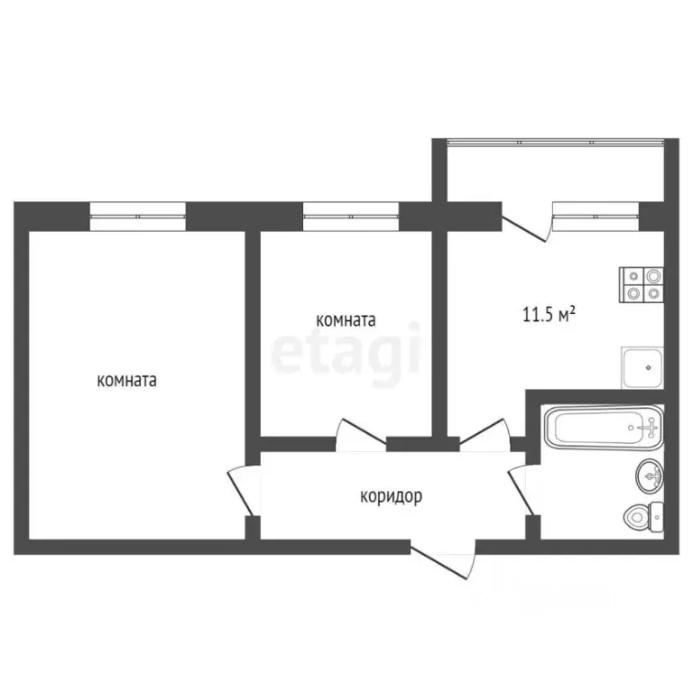 2-к кв. Ростовская область, Таганрог ул. 1-я Котельная, 67 (57.0 м) - Фото 1