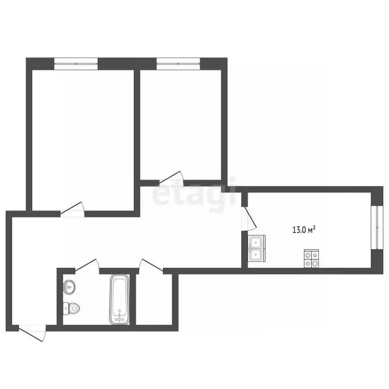 2-к кв. Ростовская область, Батайск ул. Ворошилова, 239/56 (44.6 м) - Фото 2