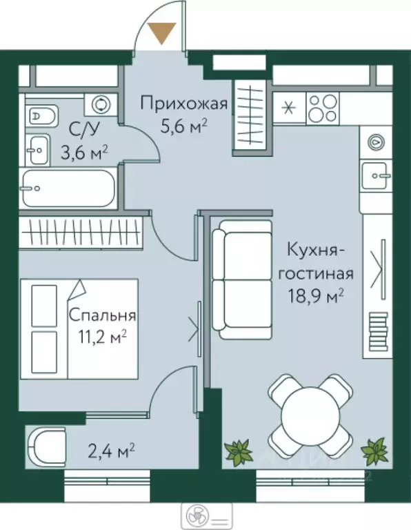 1-к кв. Волгоградская область, Волгоград Новосибирская ул., 74 (41.7 ... - Фото 1