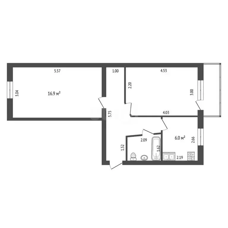 2-комнатная квартира: Тавда, улица Карла Маркса, 76 (47.8 м) - Фото 0