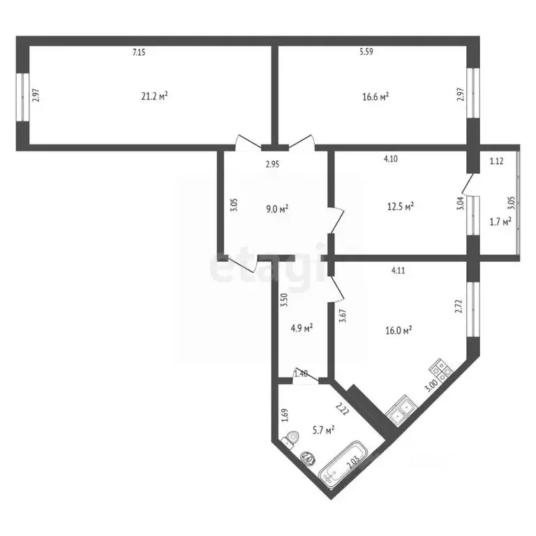 3-к кв. Марий Эл, Медведево городское поселение, Медведево пгт бул. ... - Фото 2