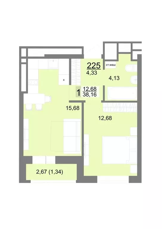 1-комнатная квартира: Екатеринбург, Тенистая улица, 8с5 (38.16 м) - Фото 0