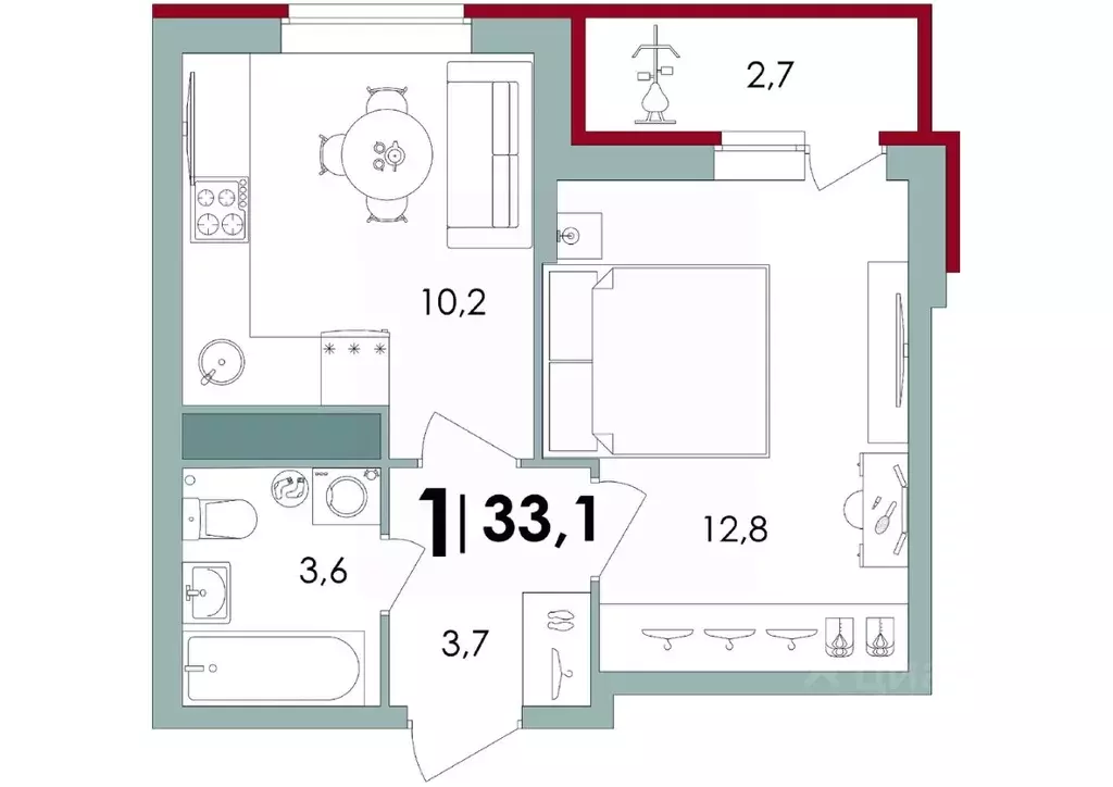 1-к кв. Тверская область, Калининский муниципальный округ, д. Батино  ... - Фото 1