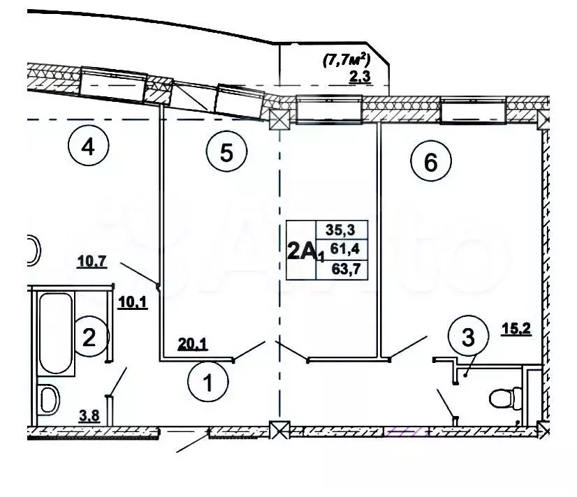 3-к. квартира, 64 м, 2/12 эт. - Фото 0