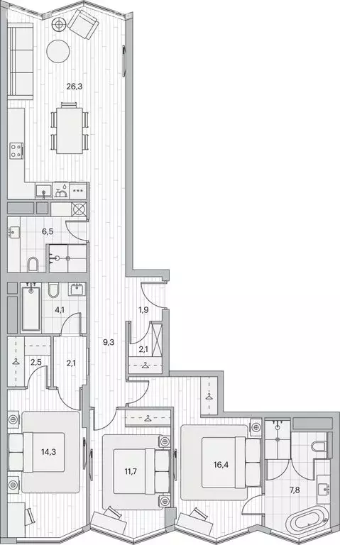 3-комнатная квартира: Москва, Береговой проезд, 2к1 (106 м) - Фото 1