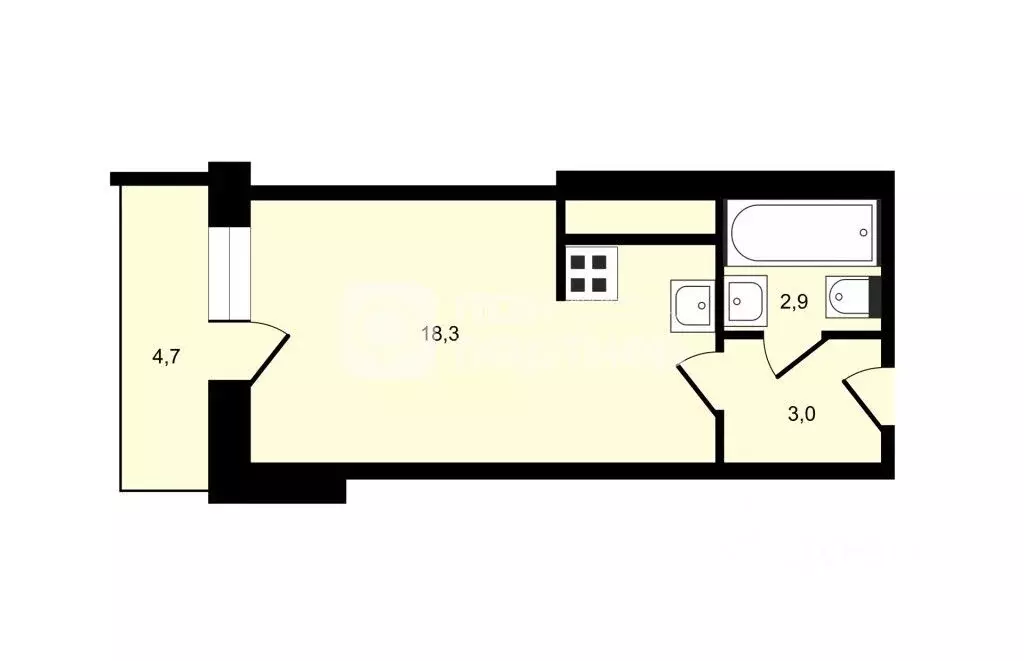 студия санкт-петербург ул. орбели, 17 (24.2 м) - Фото 0