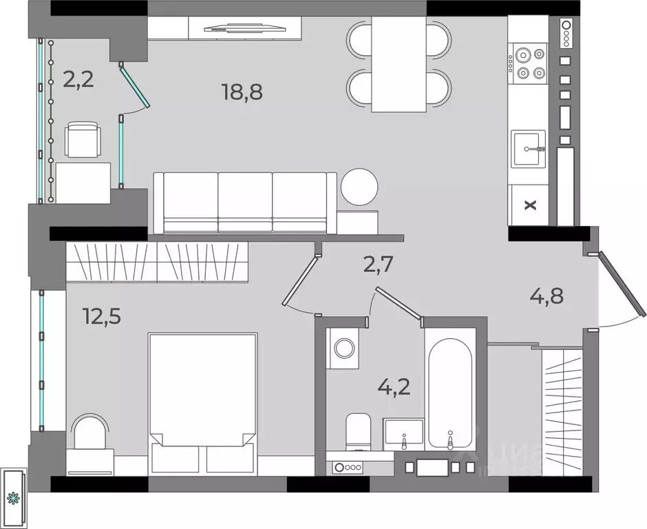 1-к кв. Удмуртия, Ижевск Северо-Западный жилрайон, 2-й мкр, Новый ... - Фото 1