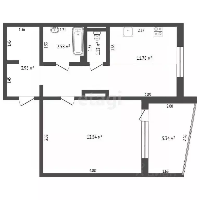 1-к кв. Тюменская область, Тюмень ул. 30 лет Победы, 58 (37.0 м) - Фото 1