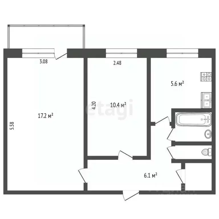 2-к кв. Архангельская область, Новодвинск ул. Димитрова, 11А (43.6 м) - Фото 2