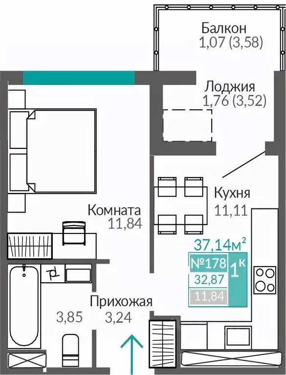 1-к кв. Крым, Симферополь Крымская роза мкр,  (32.87 м) - Фото 0