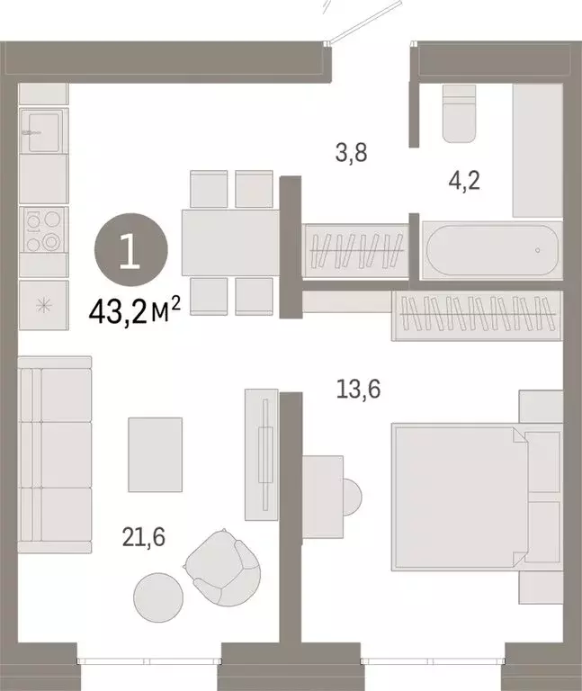 1-комнатная квартира: Екатеринбург, улица Советских Женщин (43.2 м) - Фото 0