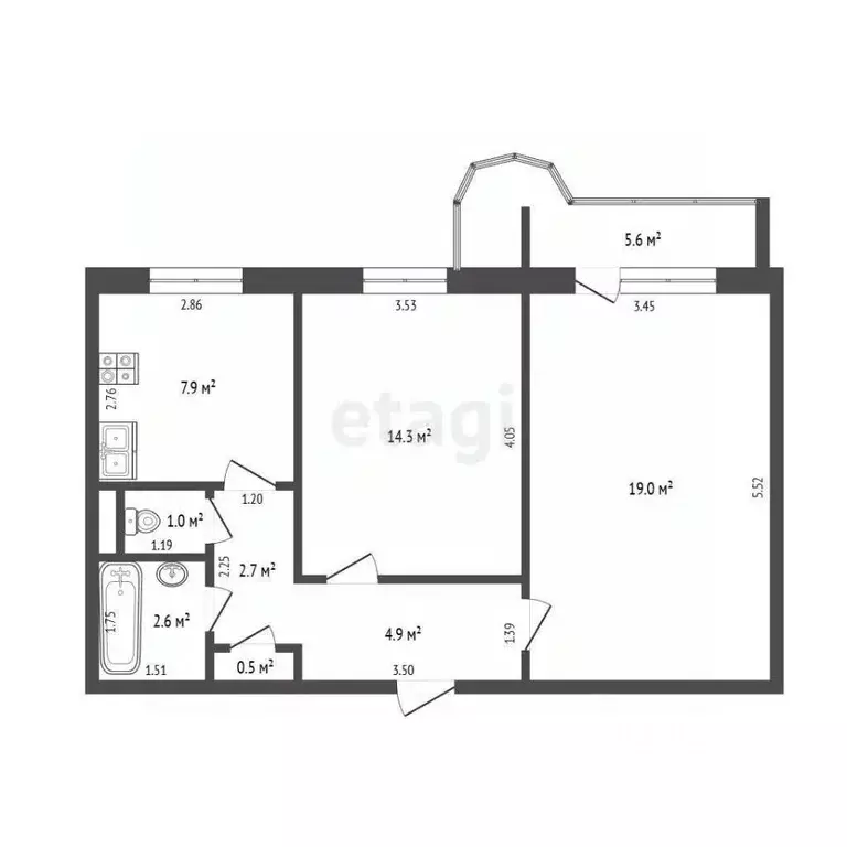 2-к кв. Самарская область, Самара Демократическая ул., 8 (54.0 м) - Фото 2