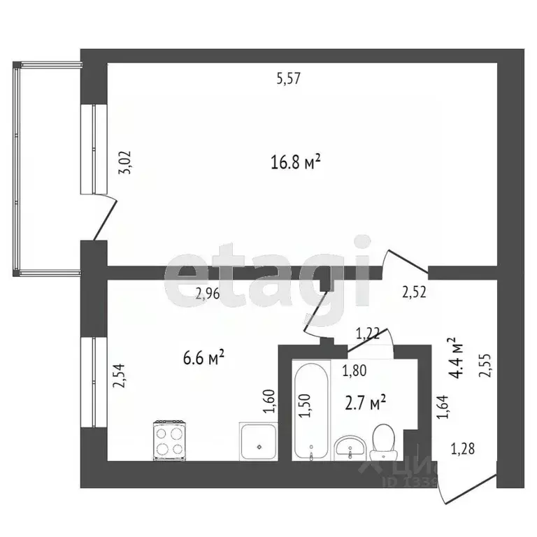 1-к кв. Тверская область, Тверь ул. Терещенко, 17 (31.0 м) - Фото 1