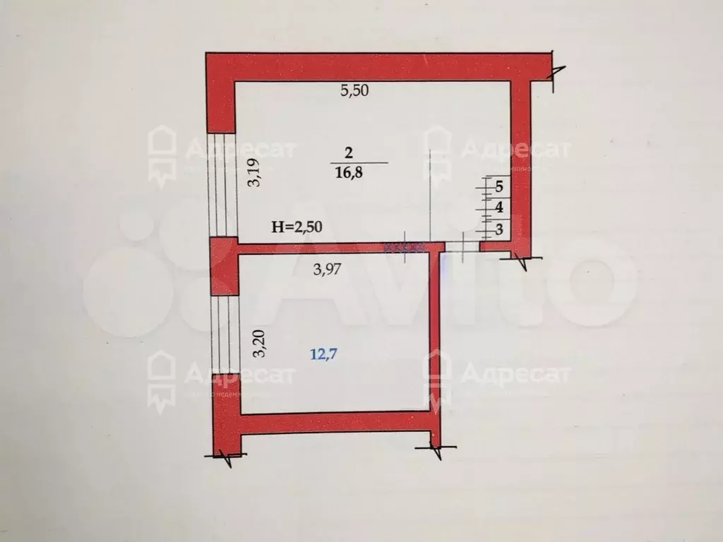 2-к. квартира, 34,1 м, 2/9 эт. - Фото 1