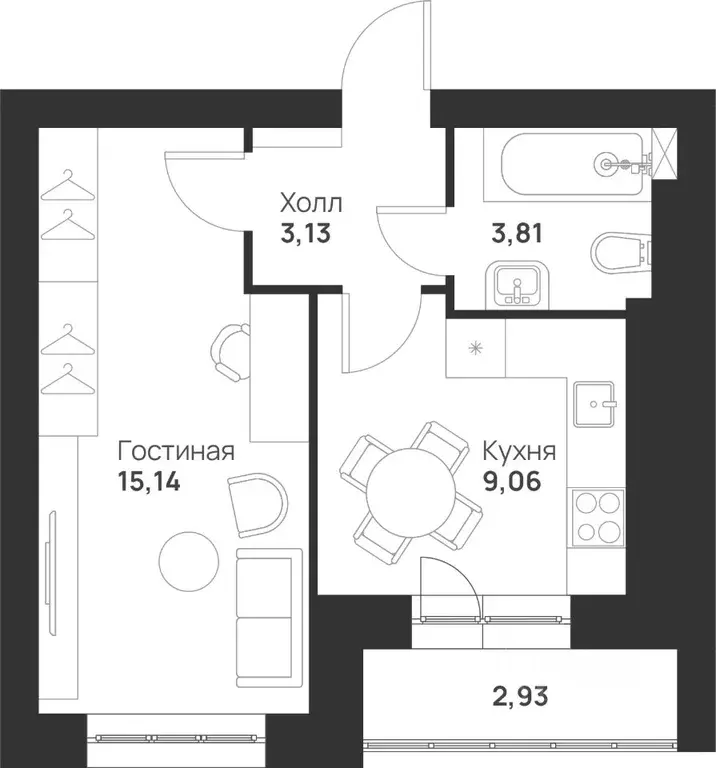 1-к кв. Тульская область, Тула Новая Тула мкр,  (34.07 м) - Фото 1
