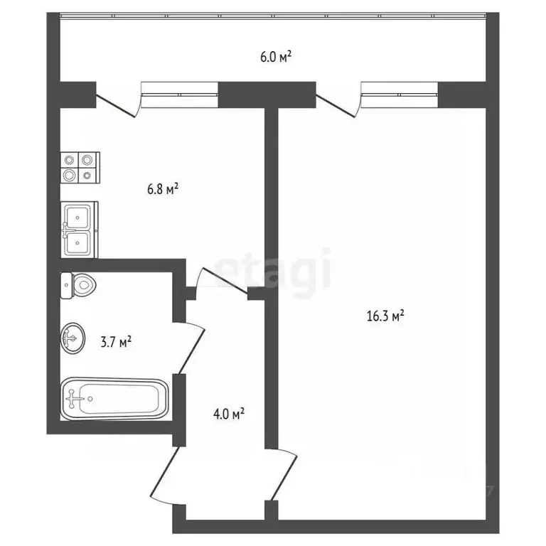 1-к кв. Севастополь ул. Лукомская, 6 (30.8 м) - Фото 2
