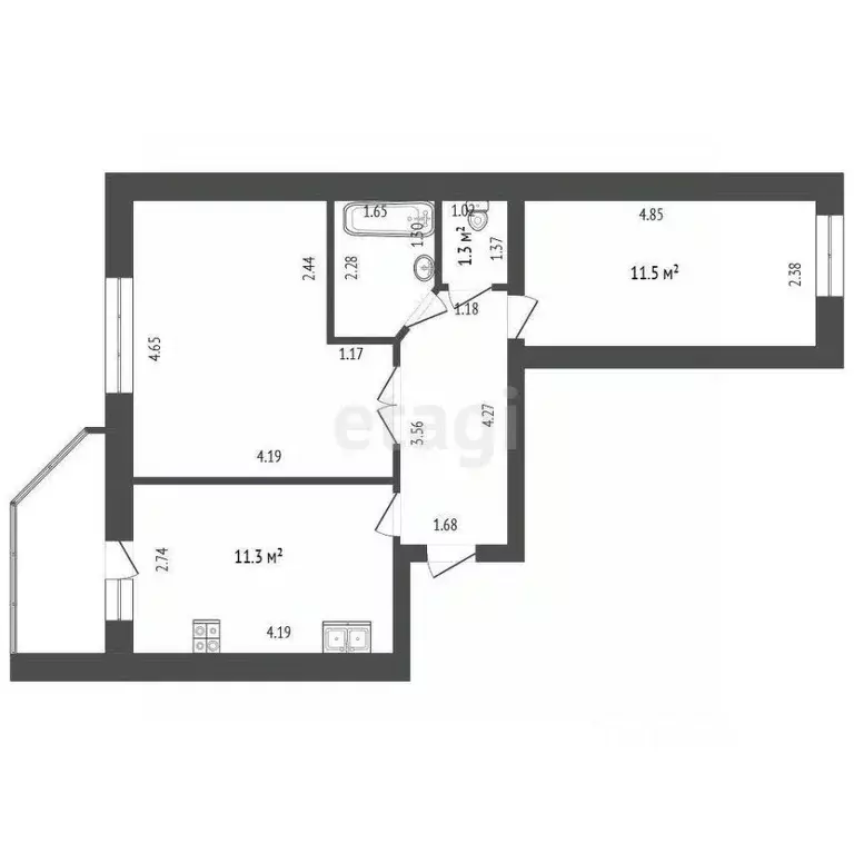 2-к кв. Тюменская область, Тюмень ул. Беляева, 33к2 (51.4 м) - Фото 2