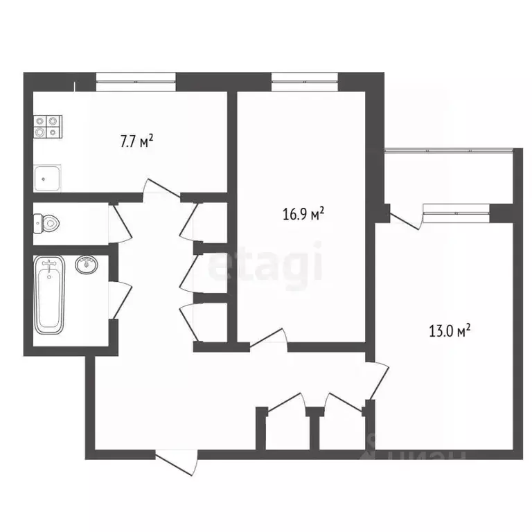 2-к кв. Ямало-Ненецкий АО, Новый Уренгой Дружба мкр, 2/3 (53.1 м) - Фото 2