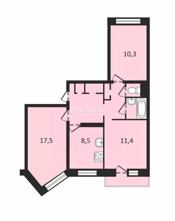 3-к кв. Липецкая область, Липецк ул. Ушинского, 9/2 (61.7 м) - Фото 1